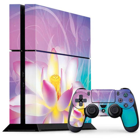 Lotus Floral Pattern PS4 Console and Controller Bundle Skin