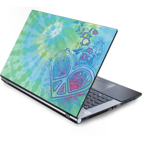Liquid Blue Tie Dye Peace Heart Generic Laptop Skin