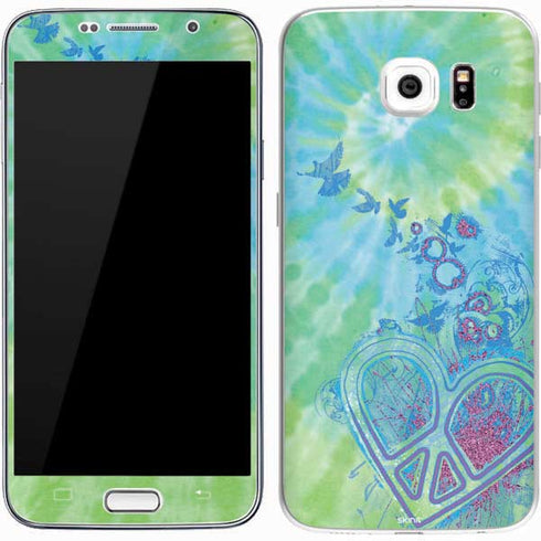 Liquid Blue Tie Dye Peace Heart Galaxy S7 Skin