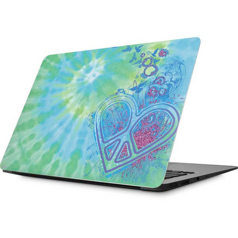 Liquid Blue Tie Dye Peace Heart Apple MacBook Skin