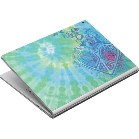 Liquid Blue Tie Dye Peace Heart Surface Book Skin