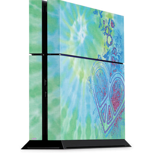 Liquid Blue Tie Dye Peace Heart PS4 Console Skin