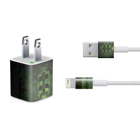 Liquid Blue Green Skulls iPhone Charger (5W USB) Skin
