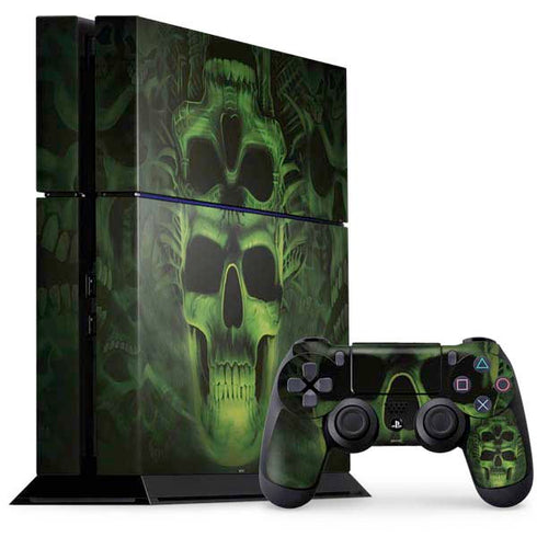 Liquid Blue Green Skulls PS4 Console and Controller Bundle Skin