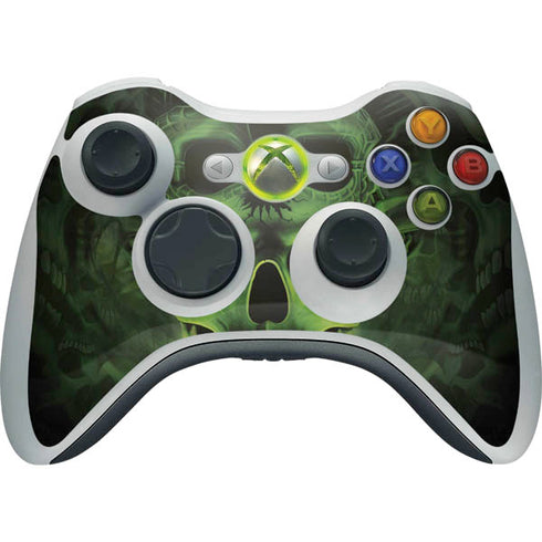 Liquid Blue Green Skulls Xbox 360 Wireless Controller Skin