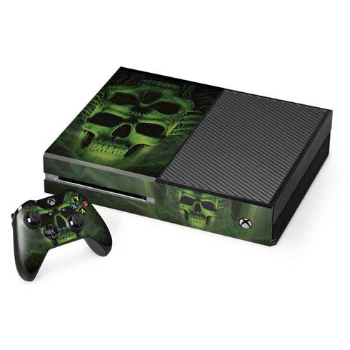 Liquid Blue Green Skulls Xbox One Console and Controller Bundle Skin