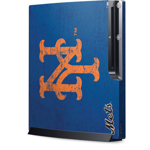MLB New York Mets - Solid Distressed Playstation 3 & PS3 Slim Skin