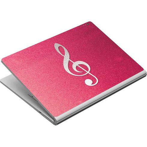 Pink Glitter Music Note Surface Book Skin