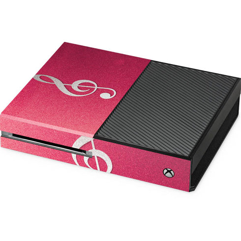 Pink Glitter Music Note Xbox One Console Skin