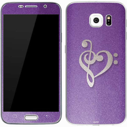 Purple Glitter Musical Heart Galaxy S7 Skin