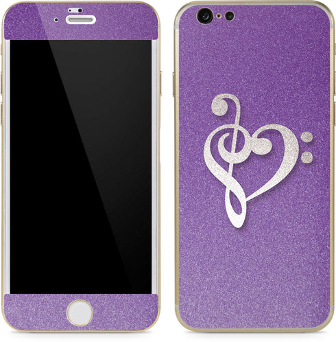 Purple Glitter Musical Heart iPhone 6/6s Skin