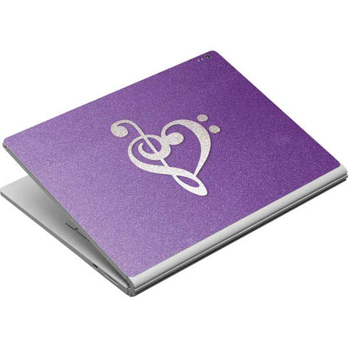Purple Glitter Musical Heart Surface Book Skin