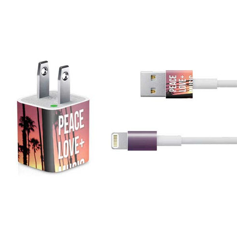 Peace Love And Music iPhone Charger (5W USB) Skin