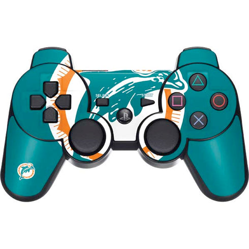 NFL Miami Dolphins Retro Logo PS3 Dual Shock wireless controller Skin