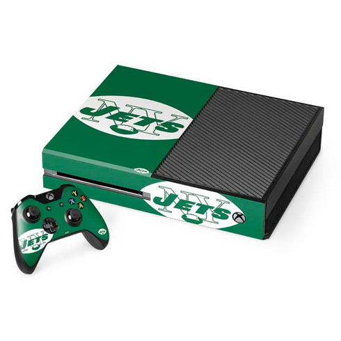 NFL New York Jets Retro Logo Xbox One Console and Controller Bundle Skin