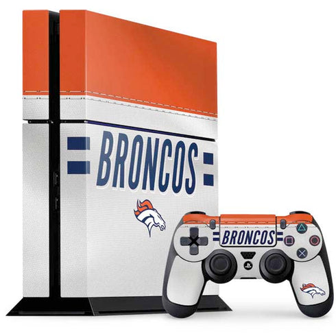 NFL Denver Broncos White Striped PS4 Console and Controller Bundle Skin