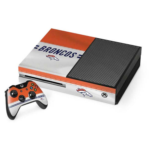 NFL Denver Broncos White Striped Xbox One Console and Controller Bundle Skin