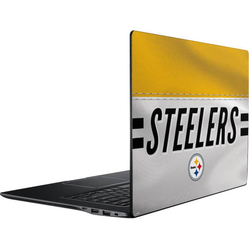 NFL Pittsburgh Steelers White Striped Ativ Book 9 (15.6in 2014) Skin