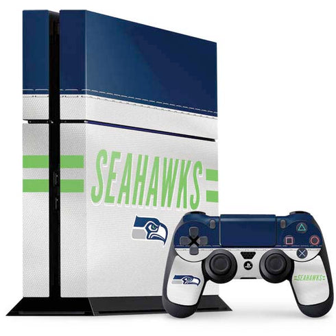 NFL Seattle Seahawks White Striped PS4 Console and Controller Bundle Skin