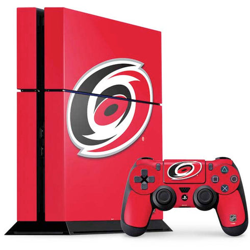 NHL Carolina Hurricanes Solid Background PS4 Console and Controller Bundle Skin