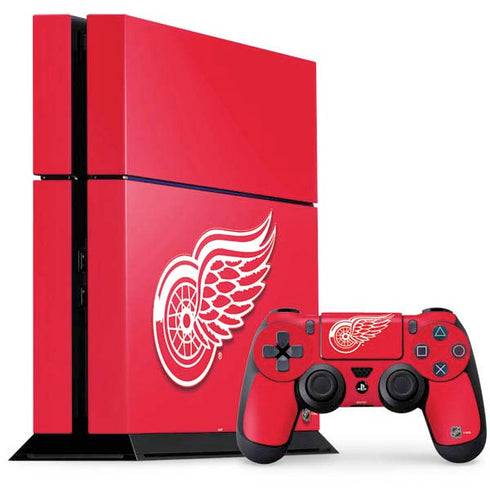 NHL Detroit Red Wings Solid Background PS4 Console and Controller Bundle Skin
