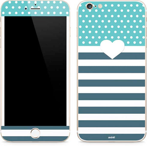 Polka Dots and Stripes Heart in Blue iPhone 6/6s Plus Skin