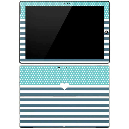 Polka Dots and Stripes Heart in Blue Surface Pro 3 Skin