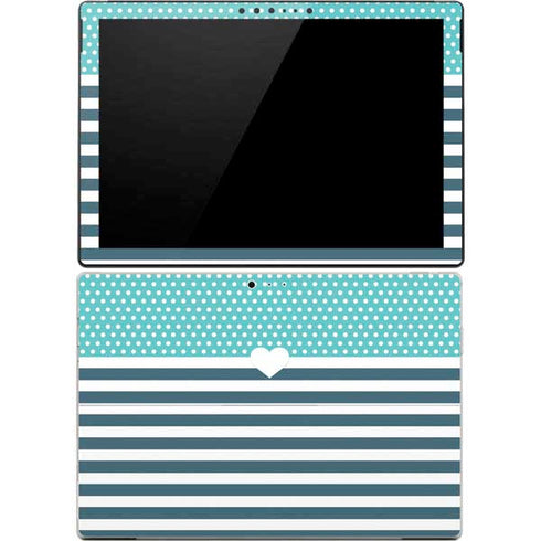 Polka Dots and Stripes Heart in Blue Surface Pro 4 Skin