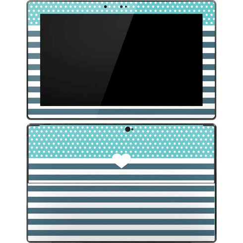 Polka Dots and Stripes Heart in Blue Surface Pro Tablet Skin