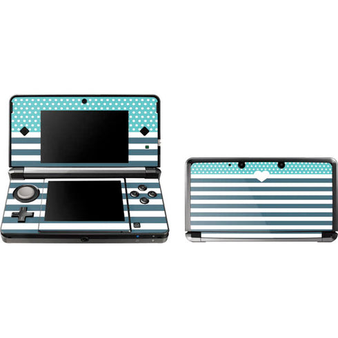 Polka Dots and Stripes Heart in Blue 3DS (2011) Skin