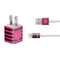 Polka Dots and Stripes Heart in Pink iPhone Charger (5W USB) Skin