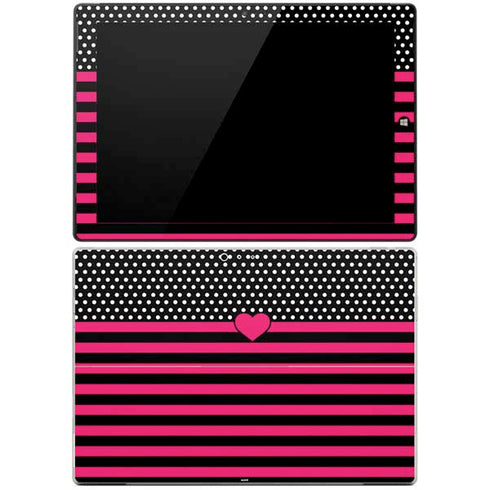 Polka Dots and Stripes Heart in Pink Surface Pro 3 Skin
