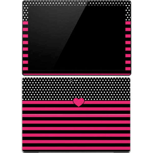 Polka Dots and Stripes Heart in Pink Surface Pro 4 Skin