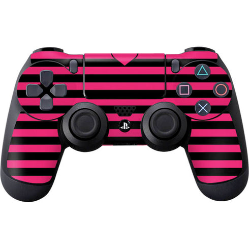 Polka Dots and Stripes Heart in Pink PS4 Controller Skin