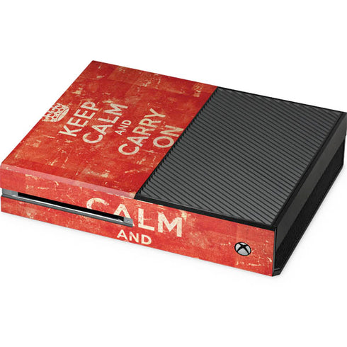 Keep Calm and Carry On Distressed Xbox One Console Skin