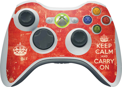 Keep Calm and Carry On Distressed Xbox 360 Wireless Controller Skin