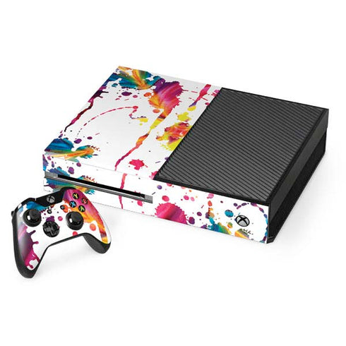 Chromatic Splatter White Xbox One Console and Controller Bundle Skin