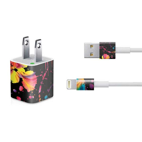 Chromatic Splatter Black iPhone Charger (5W USB) Skin