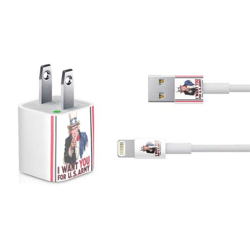Uncle Sam Vintage War Poster iPhone Charger (5W USB) Skin