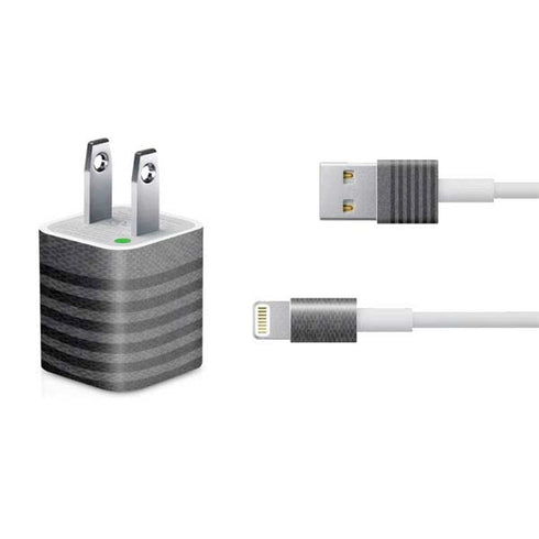 Black and Grey Stripes iPhone Charger (5W USB) Skin