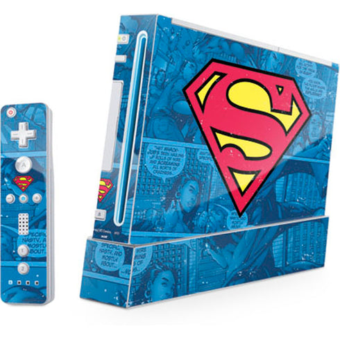 DC Comics Superman Logo Background Pattern Wii (Includes 1 Controller) Skin
