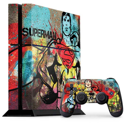 DC Comics Superman Color Splatter PS4 Console and Controller Bundle Skin