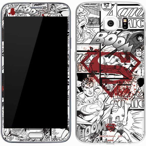 DC Comics Superman Comic Pattern Logo in Red Galaxy S7 Skin
