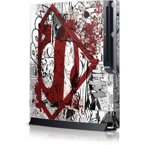 DC Comics Superman Comic Pattern Logo in Red Playstation 3 & PS3 Slim Skin
