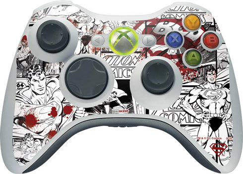 DC Comics Superman Comic Pattern Logo in Red Xbox 360 Wireless Controller Skin