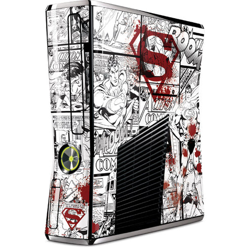 DC Comics Superman Comic Pattern Logo in Red Xbox 360 Slim (2010) Skin