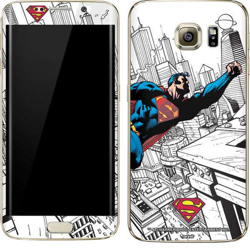 DC Comics Superman Flying Over City Pose Galaxy S7 Edge Skin