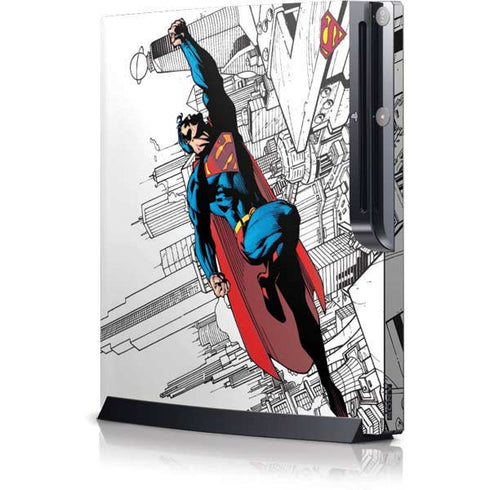 DC Comics Superman Flying Over City Pose Playstation 3 & PS3 Slim Skin