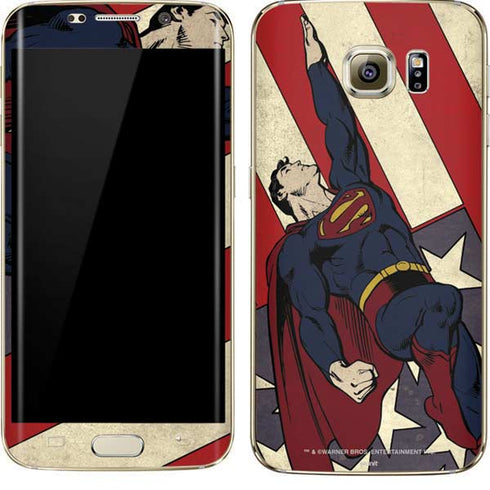DC Comics Superman Vintage Pose American Flag Galaxy S7 Edge Skin