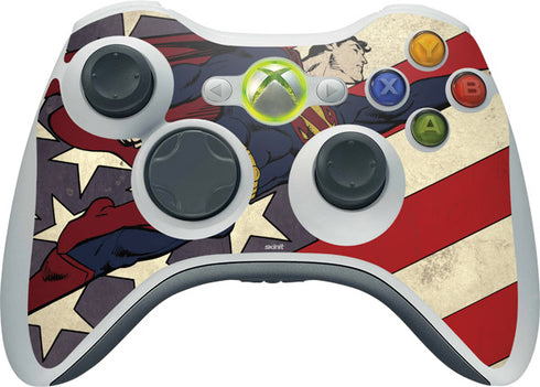 DC Comics Superman Vintage Pose American Flag Xbox 360 Wireless Controller Skin